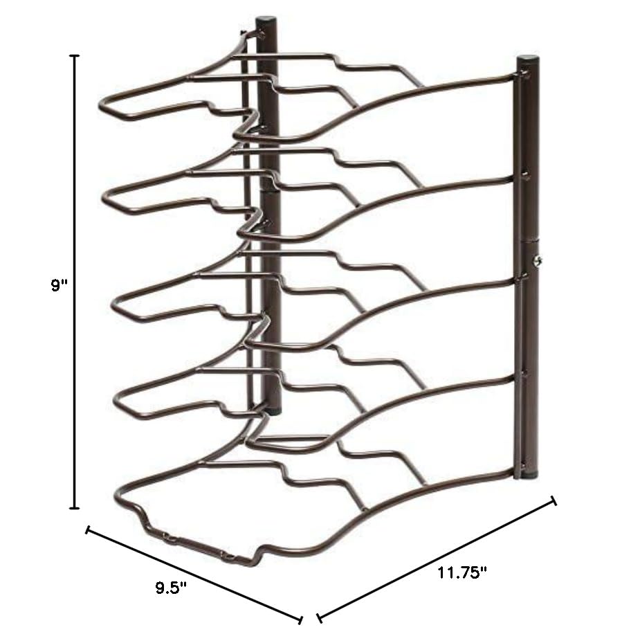 Deco Brothers Bronze Pan Organizer Rack - Space Saving Kitchen Cabinet & Countertop Storage for Pots, Pans & Lids - Perfect for Small Kitchens, RVs & Organized Cooking Spaces