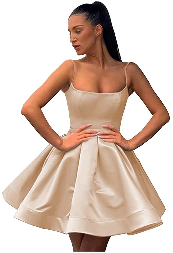 Xjizu Women's Short Satin Spaghetti Strap Homecoming Dress - Elegant Prom Party Gown for Formal Events, Dances & Special Occasions