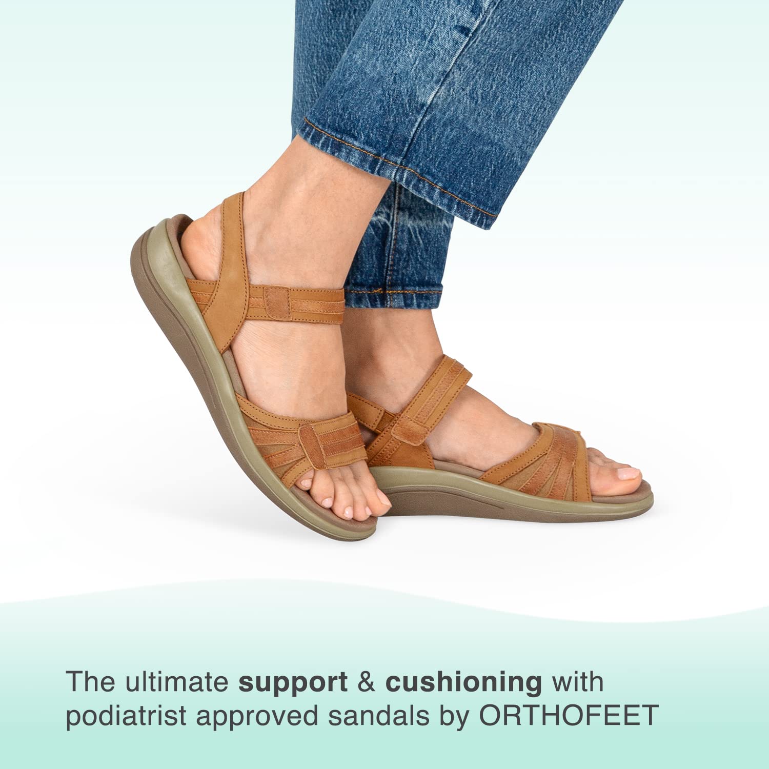 Orthofeet Women's Orthopedic Leather Adjustable Paloma Sandals - Comfortable Arch Support & Cushioned Footbed for Plantar Fasciitis Relief - Perfect for Walking, Travel & Everyday Wear