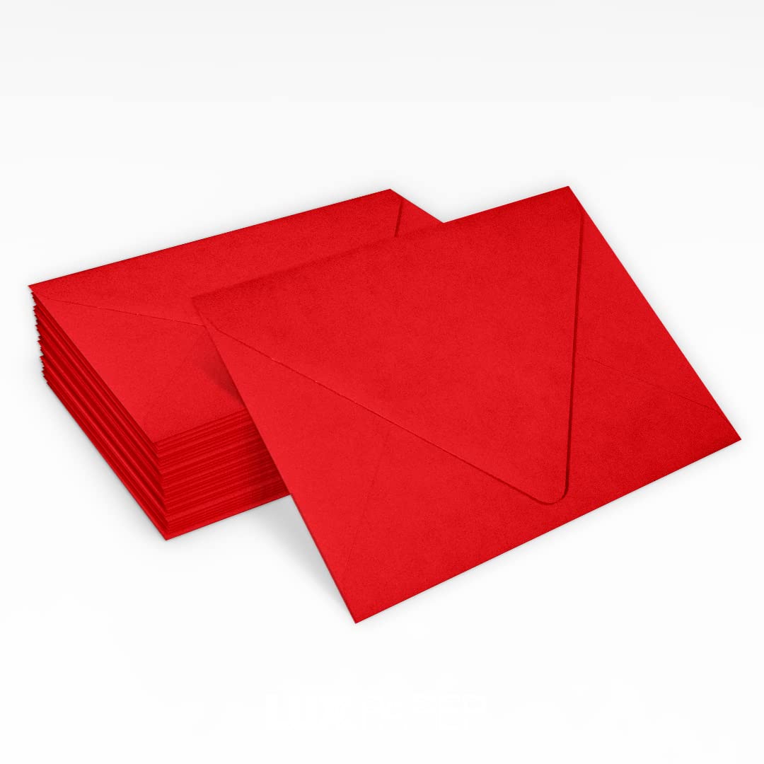 Premium A2 Contour Flap Envelopes 4 3/8 x 5 3/4 Inches - Ruby Red (Pack of 500) for Wedding Invitations, Greeting Cards & Business Correspondence