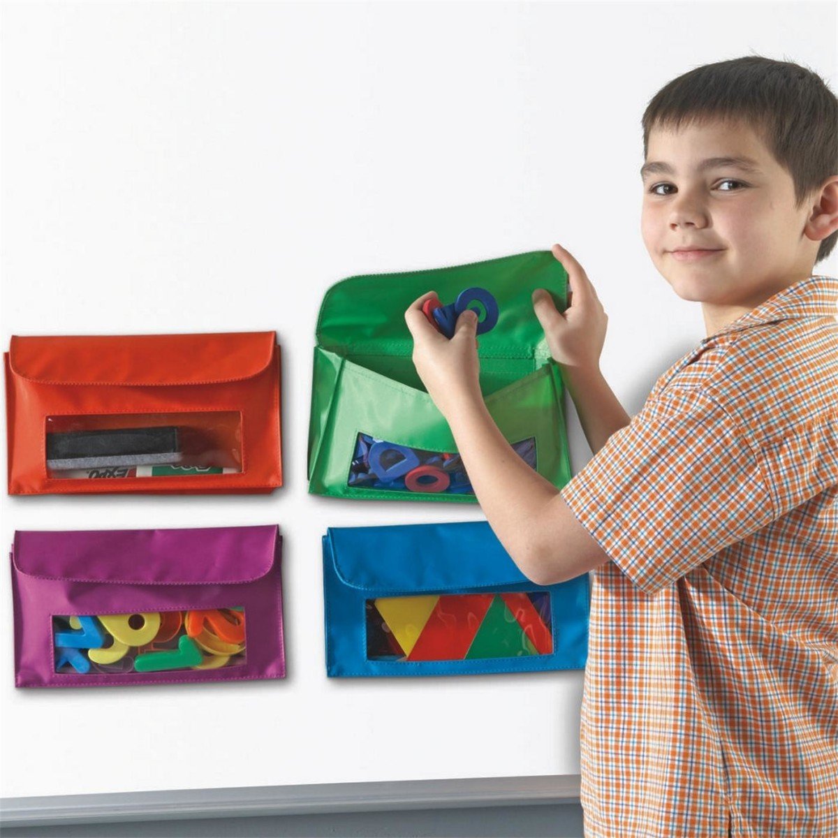 Learning Resources Magnetic Storage Pockets - Set of 4 (3 Sets Included) for Classroom Organization, Whiteboard Accessories & Teacher Supplies