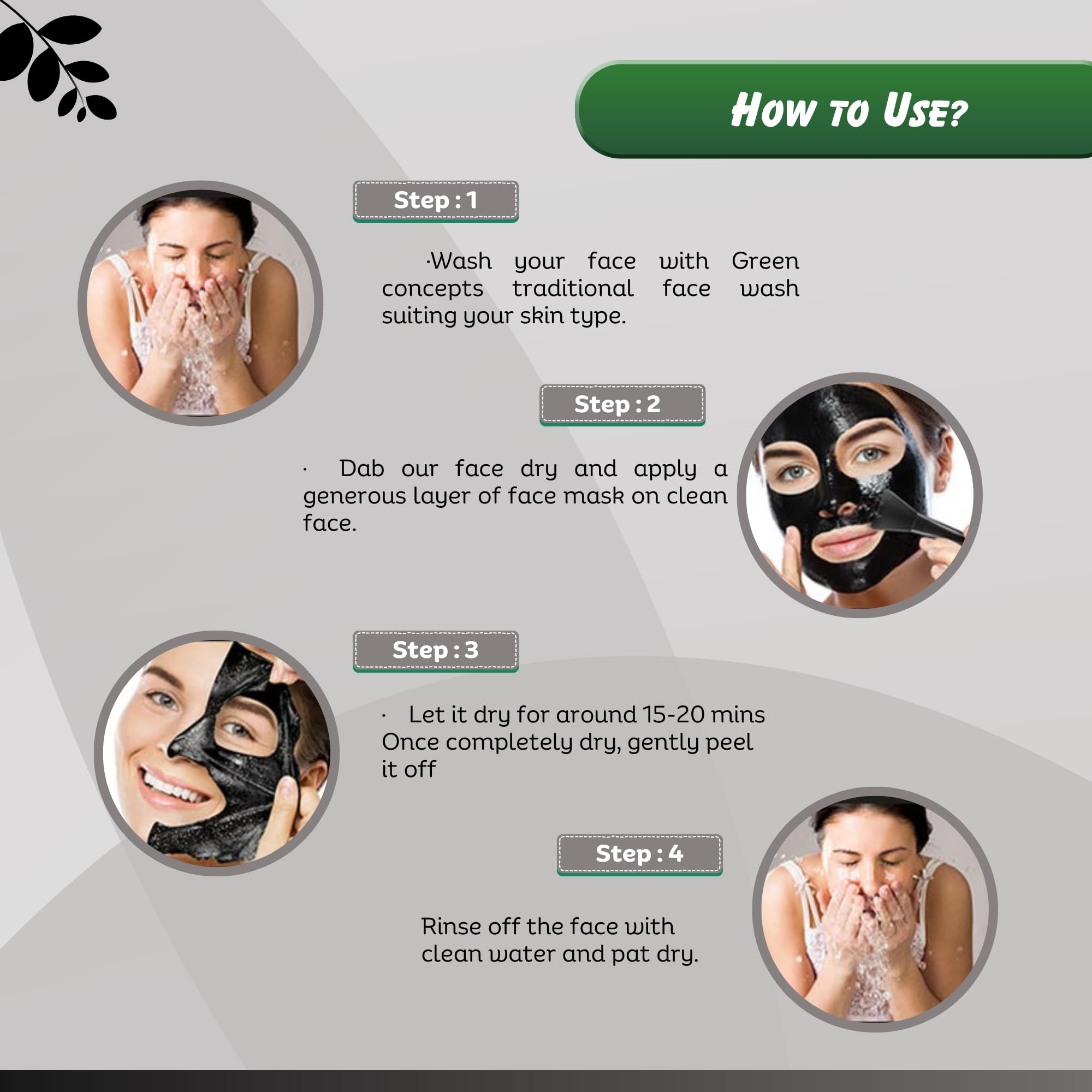 Green's Concepts Charcoal Peel-Off Face Mask for Women & Men - Blackhead Remover & Deep Pore Cleanser (120ml) - Perfect for Acne Treatment & Skin Detox at Home Spa