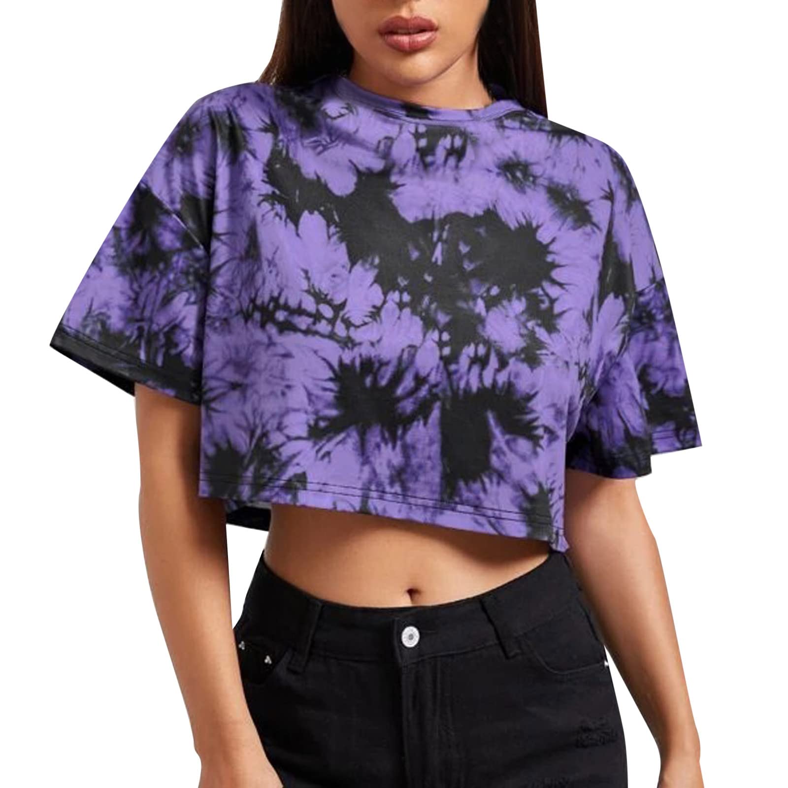 Trendy Tie-Dye Printed Round Neck T-Shirt for Women - Comfortable Casual Blouse with Stylish Design - Perfect for Everyday Wear, Outings & Summer Fashion