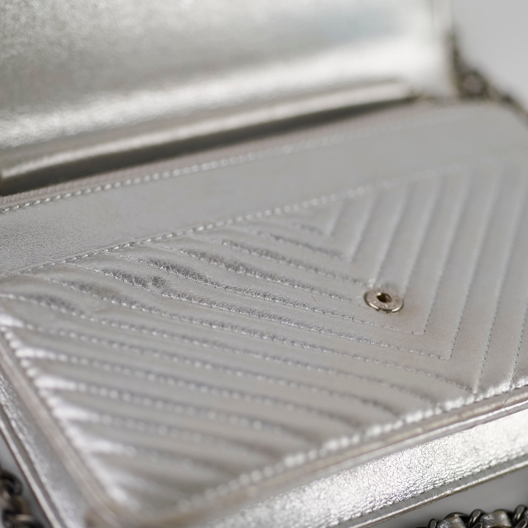 Chanel Metallic Chevron Wallet On Chain WOC Bag 22 Series - Luxury Crossbody Purse for Women, Perfect for Parties & Evening Events