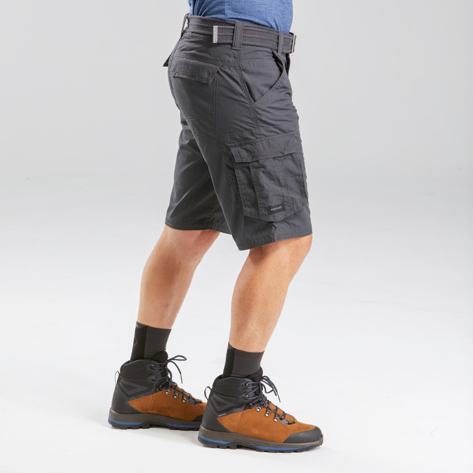 Forclaz Men's Travel 100 Cargo Shorts - Lightweight Quick-Dry Hiking Shorts with Multiple Pockets for Outdoor Adventures, Camping & Travel