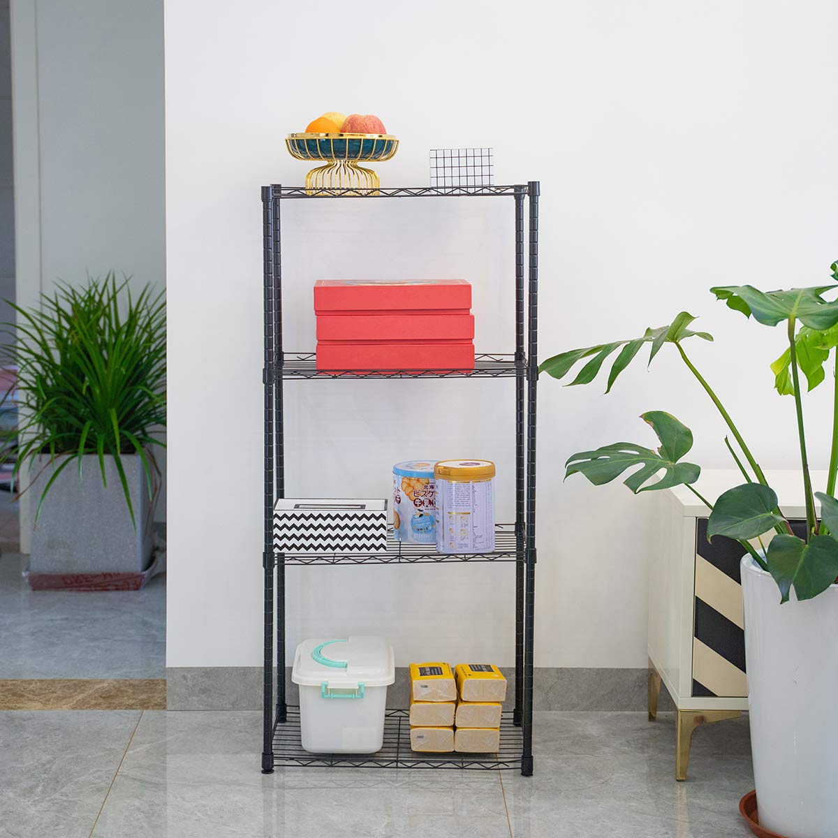 4-Tier Metal Wire Shelf Storage Rack - Heavy Duty Organizer for Pantry, Laundry, Bathroom & Kitchen - 21