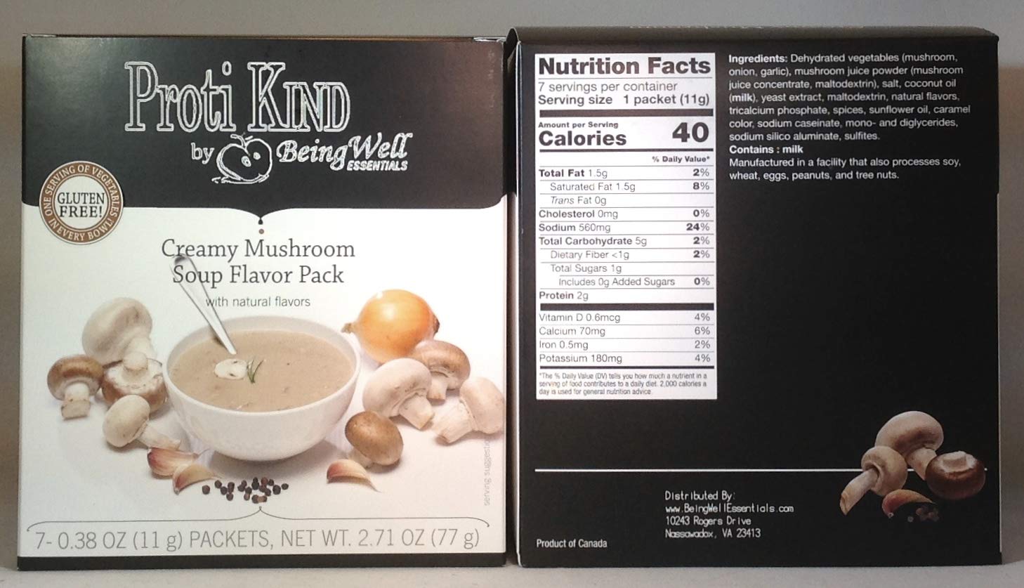 Being Well Essentials Proti Kind Creamy Mushroom Soup Flavor Pack - 7 Servings | High Protein Low Carb Meal Replacement | Perfect for Keto Diet & Weight Loss