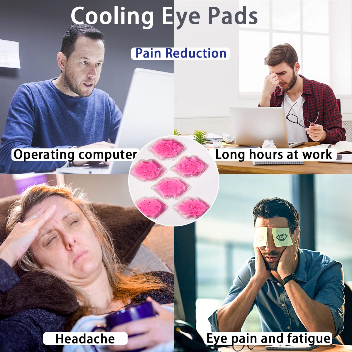 Cooling Gel Eye Pads for Puffy Eyes & Migraine Relief - Hot & Cold Therapy Eye Mask with Lip Pouch Design - Perfect for Dark Circles, Swelling, and Relaxation at Home or Travel