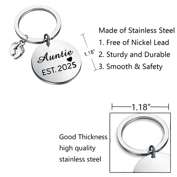 BNQL 2025 Auntie Keychain - Elegant Jewelry Gift for New & First-Time Aunts - Perfect for Baby Showers, Birth Announcements & Family Celebrations