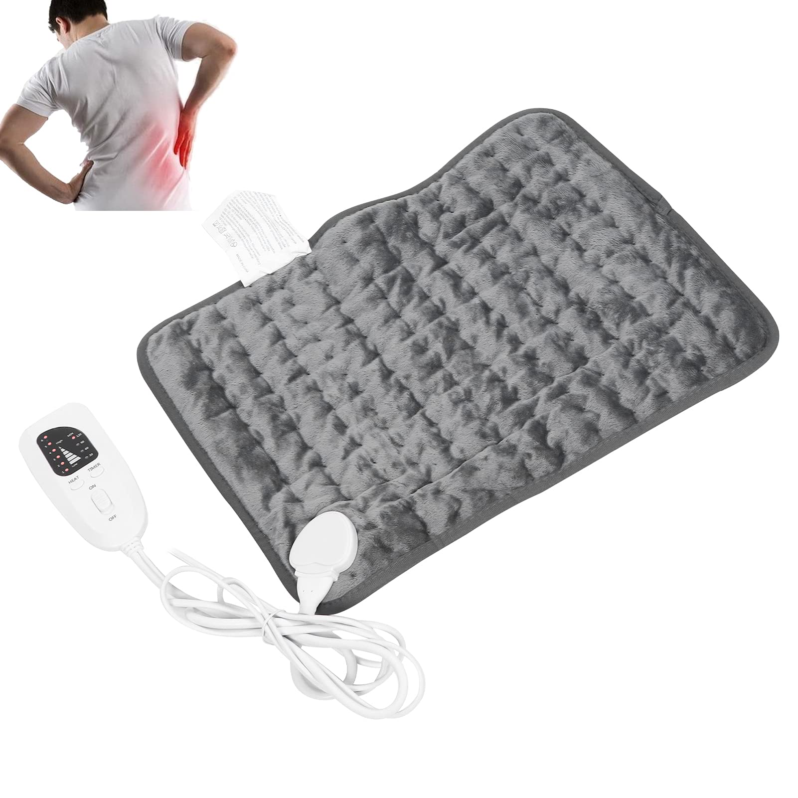 Fast Heating Electric Heating Pad with Adjustable Temperature & Washable Cover - Relief for Back, Neck & Shoulder Pain - Perfect for Home, Office & Travel Use (US)