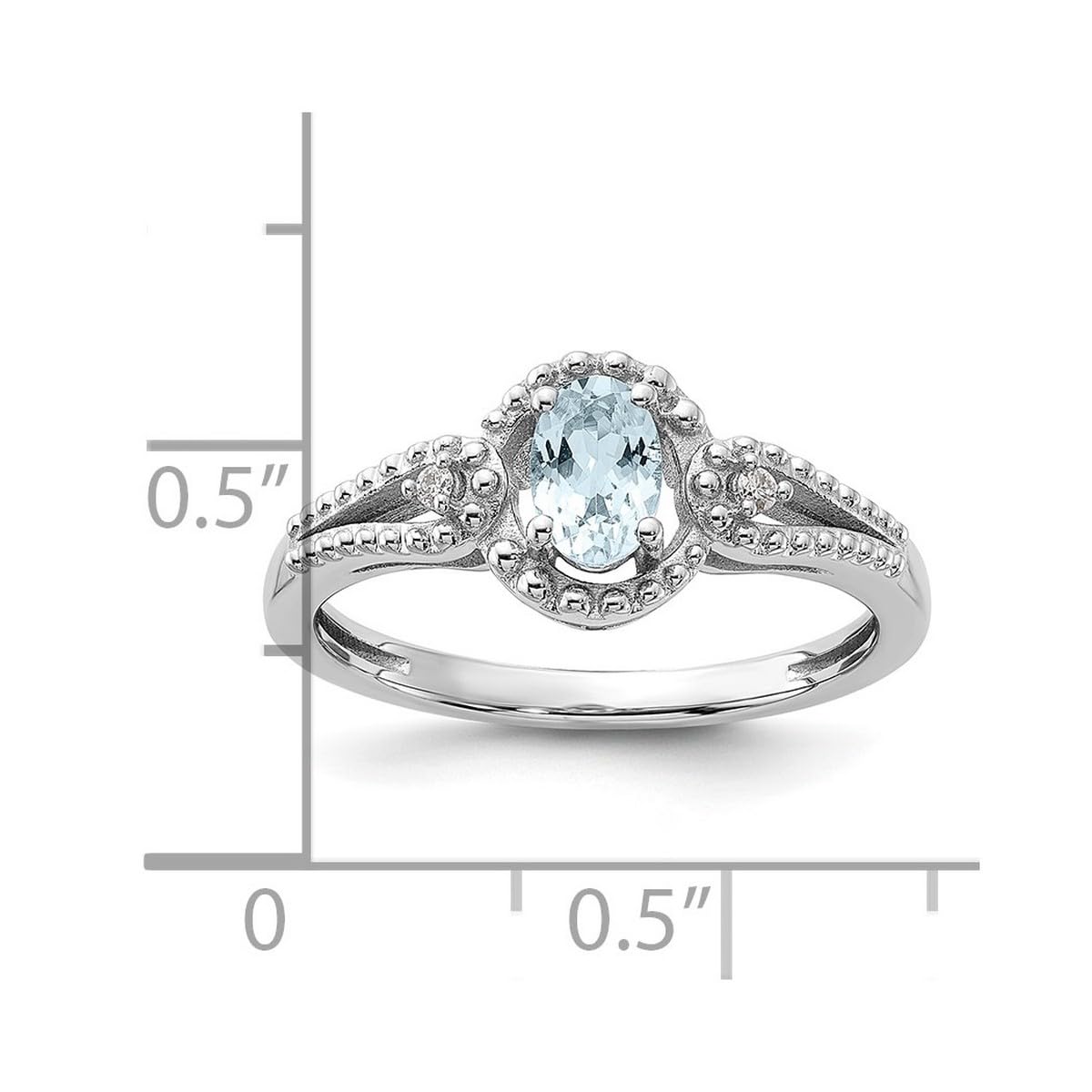 925 Sterling Silver Polished Aquamarine & Diamond Ring for Women | Elegant Wedding, Engagement & Anniversary Jewelry Gift | JewelryWeb