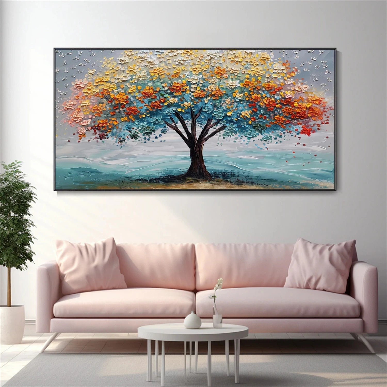 Flower and Tree Painting Wall Art - Handmade Canvas Print #FT099 - Perfect for Living Room, Bedroom & Office Decor