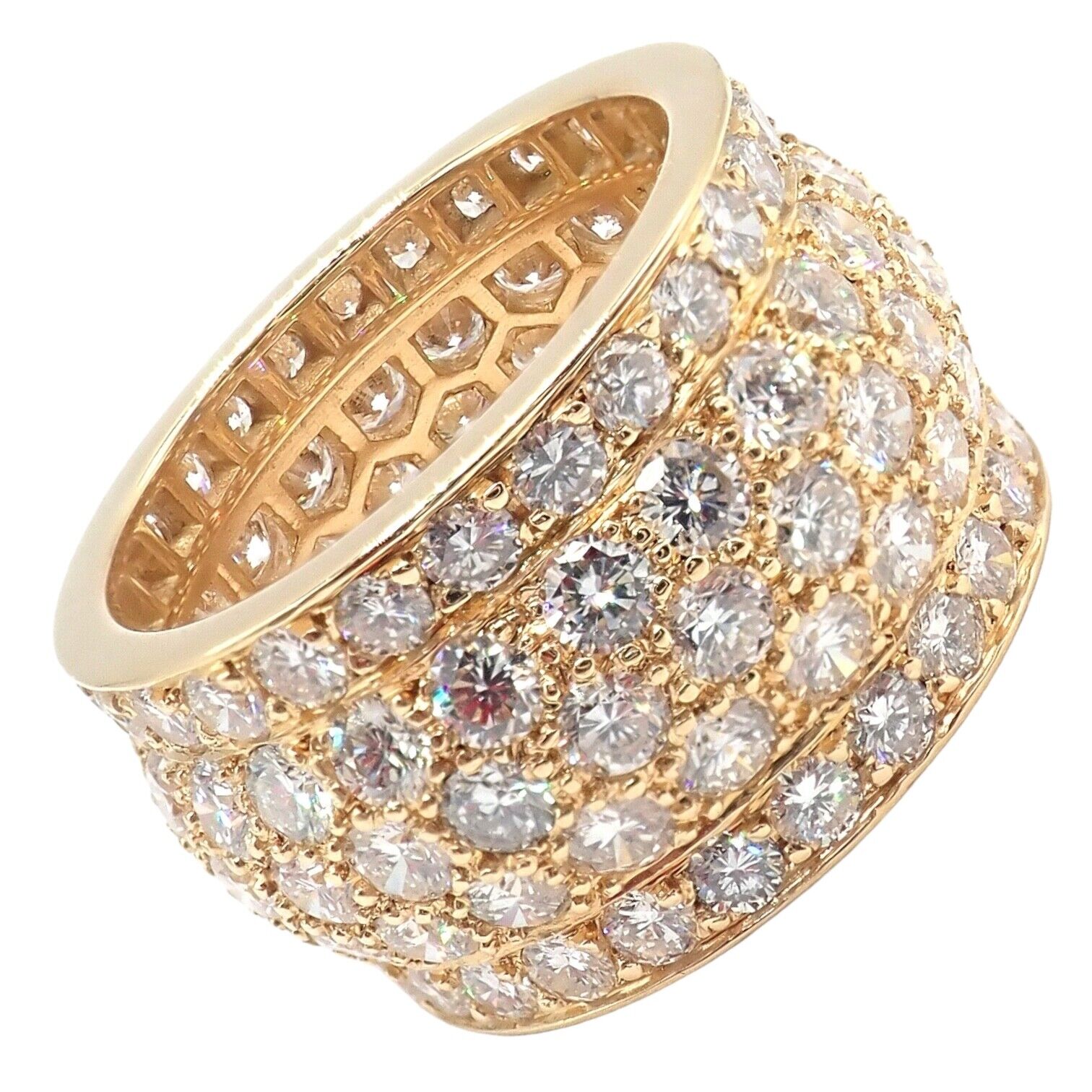 Authentic Cartier Nigeria 18k Yellow Gold Diamond Wide Band Ring Size 53 - Luxury Wedding Band & Anniversary Gift for Her