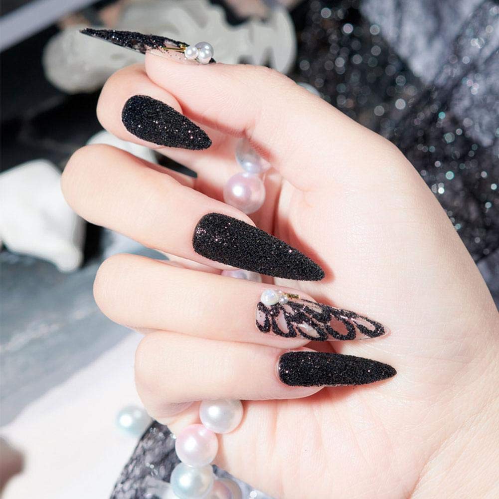 Holographic Black Nail Glitter Powder - Shimmering Sugar Effect Nail Art Decoration for Manicure, DIY Crafts & Nail Designs - Perfect for Parties, Salons & Home Nail Art