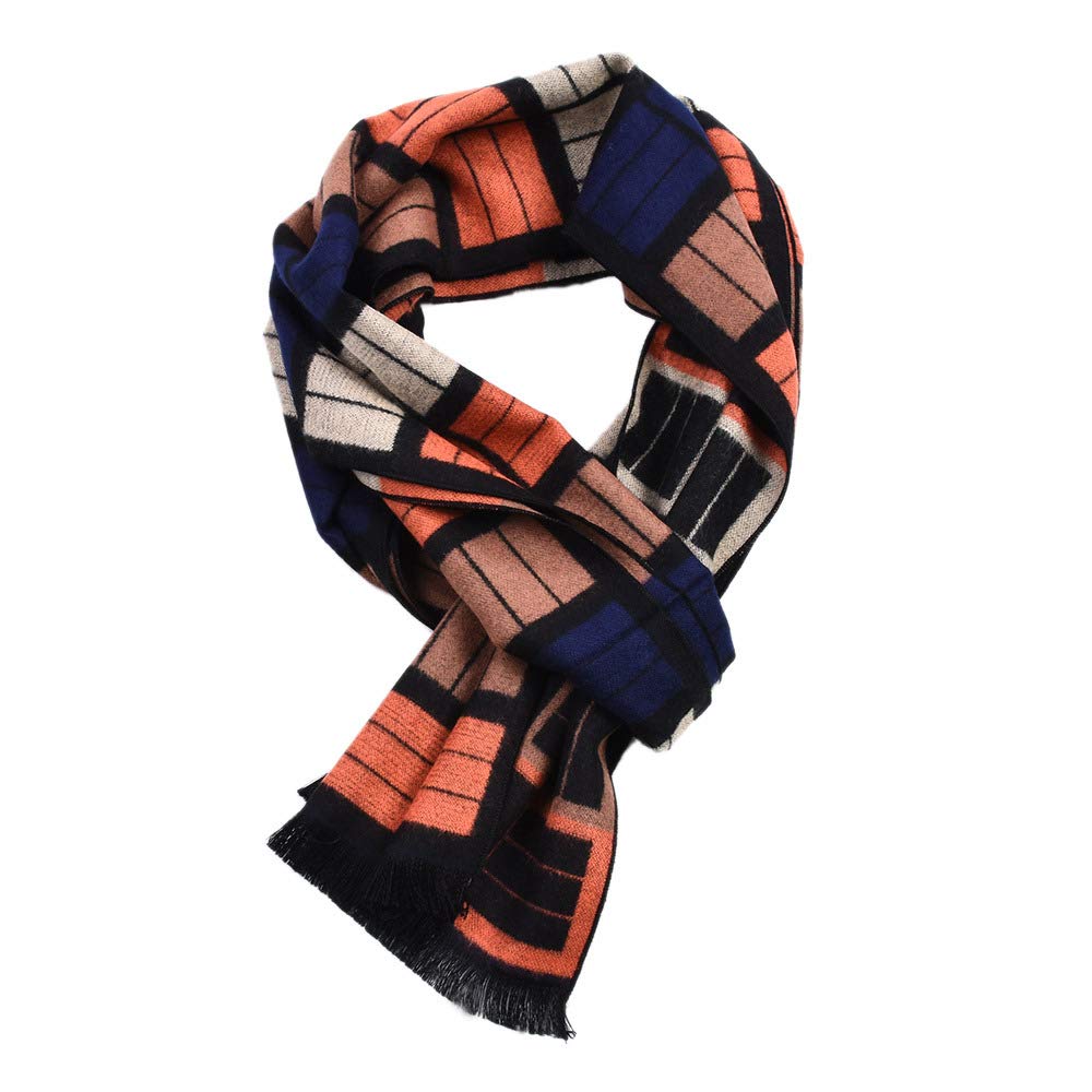 Premium Men's Cashmere-Like Plaid Stripe Winter Scarf - Ultra Soft & Warm Fashion Accessory for Cold Weather - Perfect for Office, Travel & Outdoor Activities