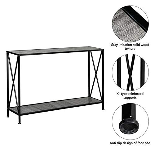 Modern 2-Tier X-Design Console Table with Storage Shelf - Sofa Side Table, Bookshelf & Entryway Accent Table for Living Room, Hallway - Artisasset Grey MDF | Perfect for Small Spaces, Home Decor & Organizing Entryways
