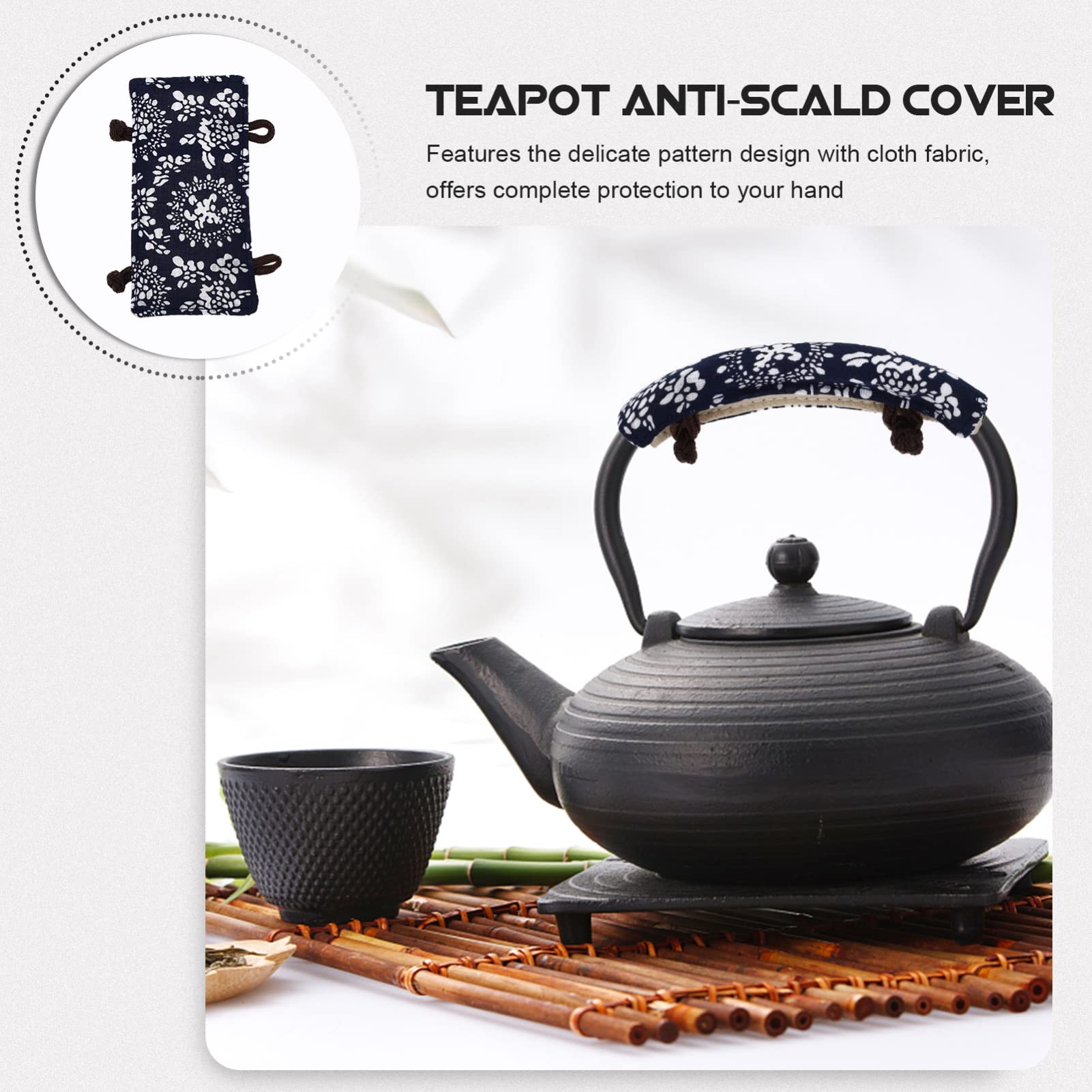BESPORTBLE Heat Resistant Teapot Handle Gloves - Japanese Iron Tea Kettle Handle Sleeve Cover for Hot Pots, Stovetop Kettles & Decorative Use in Tea Ceremonies