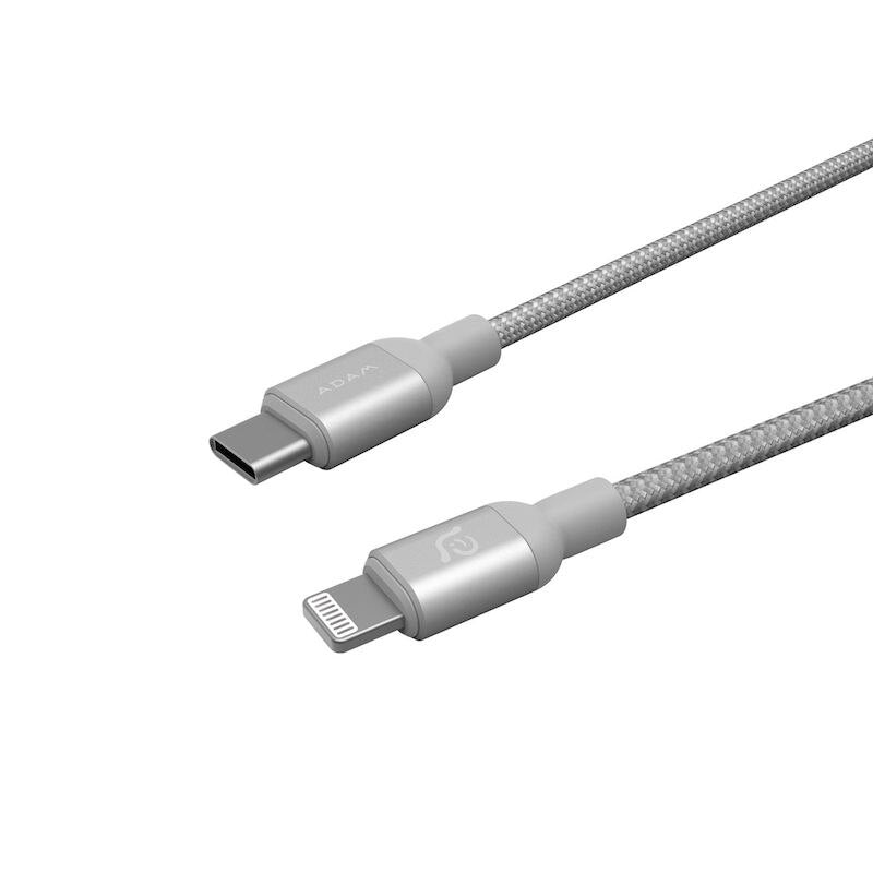 Adam Elements PeAk II C120B 120cm USB C to Lightning Cable - Silver | Fast Charging & Data Sync for iPhone, iPad, MacBook - Perfect for Home, Office & Travel