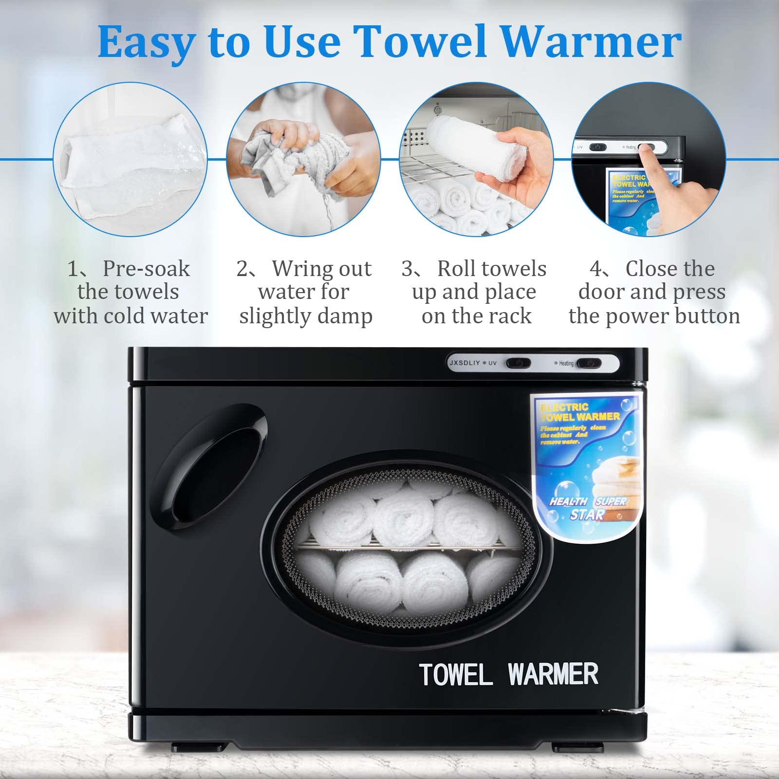 Premium 23L Large Capacity Hot Towel Warmer Cabinet with Clear Window - Professional Spa & Salon Towel Steamer for Facials, Massage, Barber Shops, Bathroom & Beauty Treatments (Black) | Perfect for Luxury Home Spa, Salon Services & Relaxation Therapy