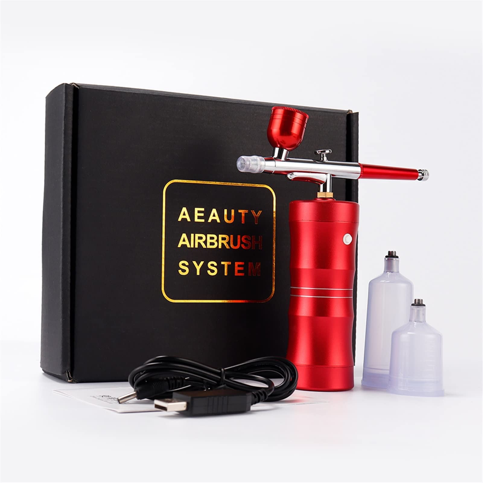 Professional 0.3mm Mini Airbrush Kit - Sandblasting Gun & Air Compressor Set for Nail Art, Tattoo, Cake Decorating, Craft Painting | Portable Nano Mist Sprayer & Sand Blaster Tool (Red) | Perfect for DIY, Automotive Touch-Ups & Home Renovation Projects