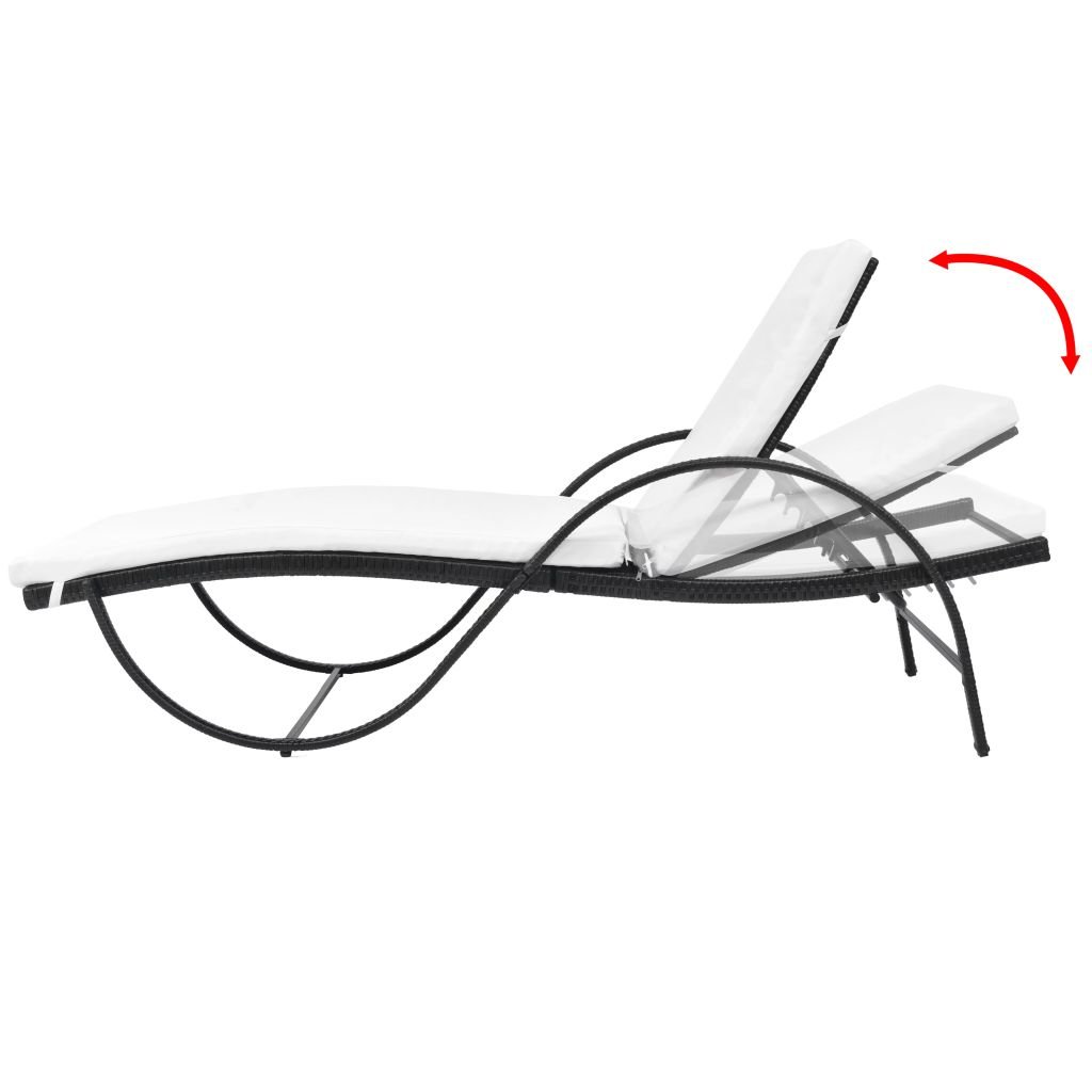 Premium Sun Lounger with Comfortable Cushions - Outdoor Patio Furniture Set in Black Poly Rattan - Perfect for Poolside Relaxation, Garden Lounging & Backyard Decor
