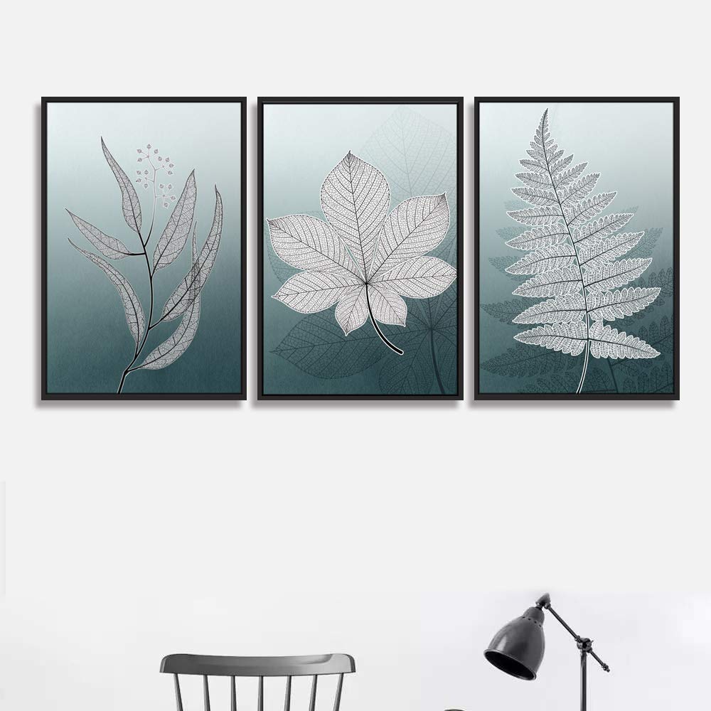 Wall26 3-Panel Framed Leaf Canvas Wall Art Set - 16x24 Inches, Ready to Hang Nature-Themed Home Decor for Living Room & Bedroom | Perfect for Modern Interior Design & Housewarming Gifts
