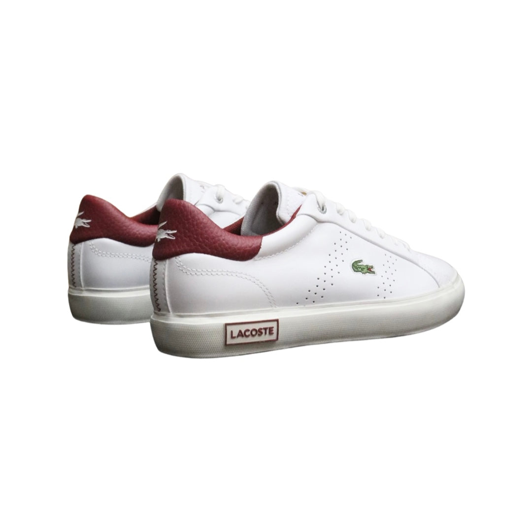 Lacoste Powercourt 123 Sneakers for Men - White & Red Athletic Shoes | Casual Wear, Gym Training & Daily Comfort