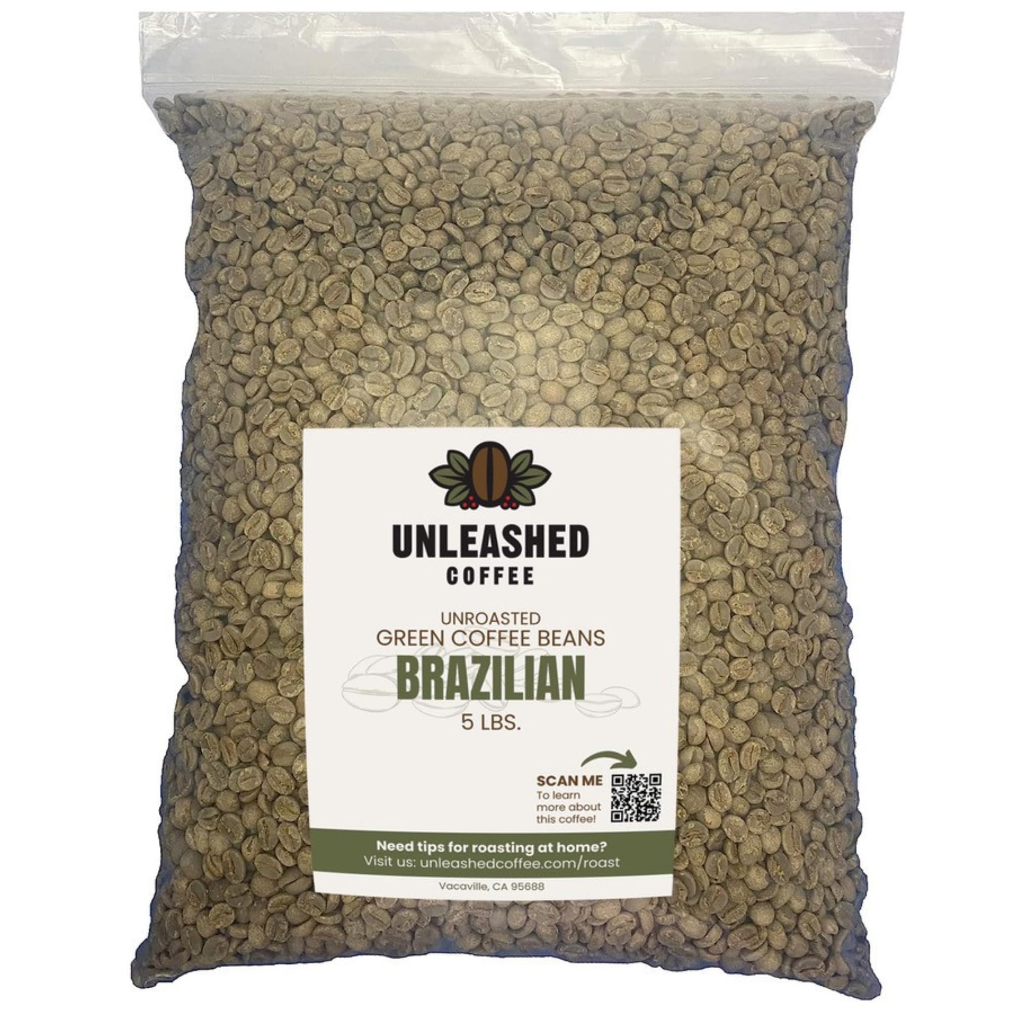 Premium Unroasted Brazilian Arabica Coffee Beans - Single Origin, Direct Trade, Non-GMO, Farm Fresh Gourmet Green Coffee (5 LB Bag) - Perfect for Home Roasting & Specialty Coffee Shops