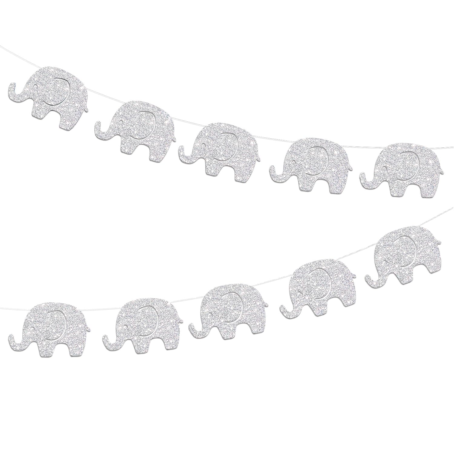 Baby Shower Garland Decorations - 10ft Glitter Elephant Banner for Nursery, Winter Birthday Party & New Year's Supplies (17 Pcs) - Perfect for Baby Showers, Gender Reveals & Nursery Wall Decor
