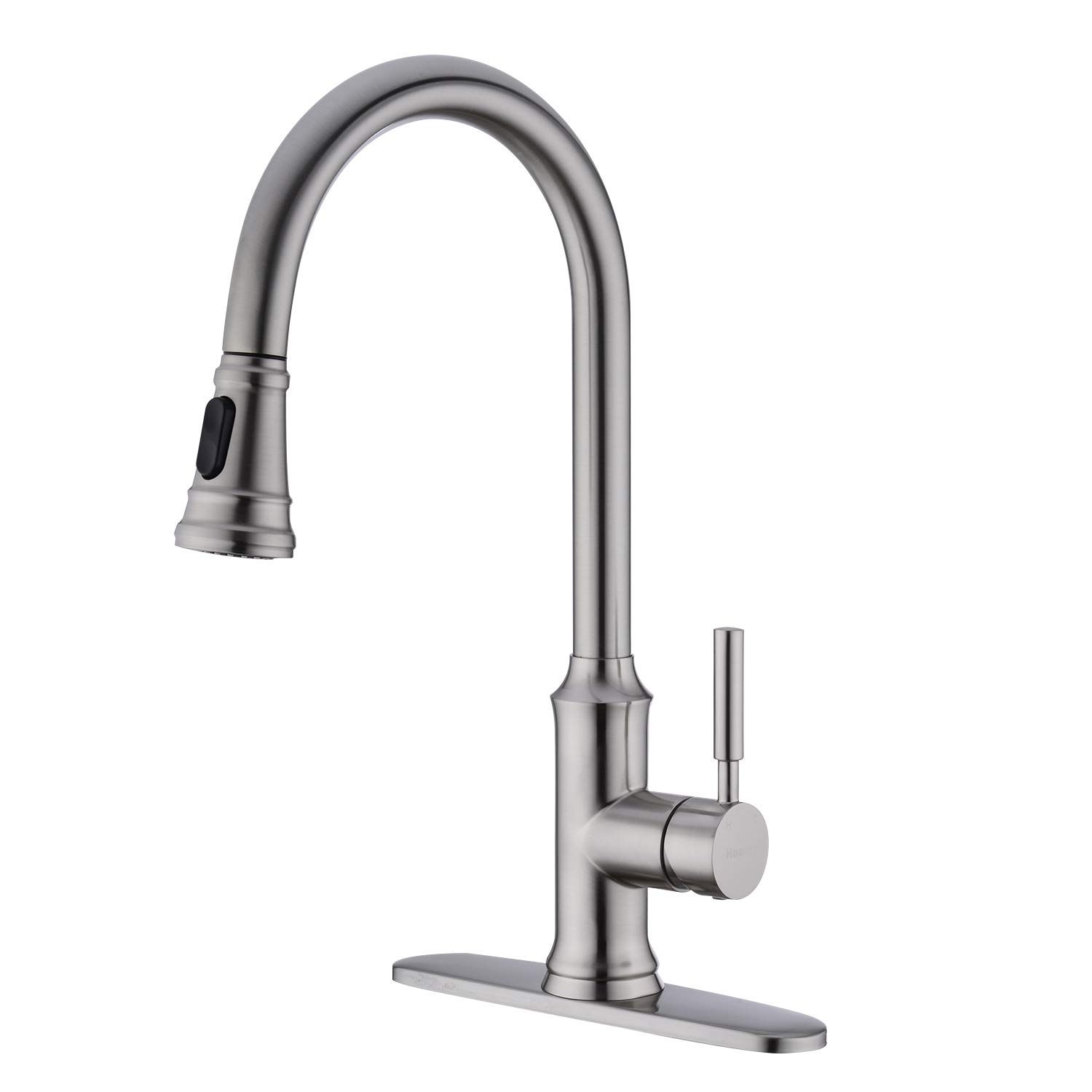 Premium Stainless Steel Single Handle Kitchen Faucet with Pull Down Sprayer - Brushed Nickel Finish for Modern Homes | Ideal for Commercial & Residential Kitchen Sinks, Dishwashing & Food Prep