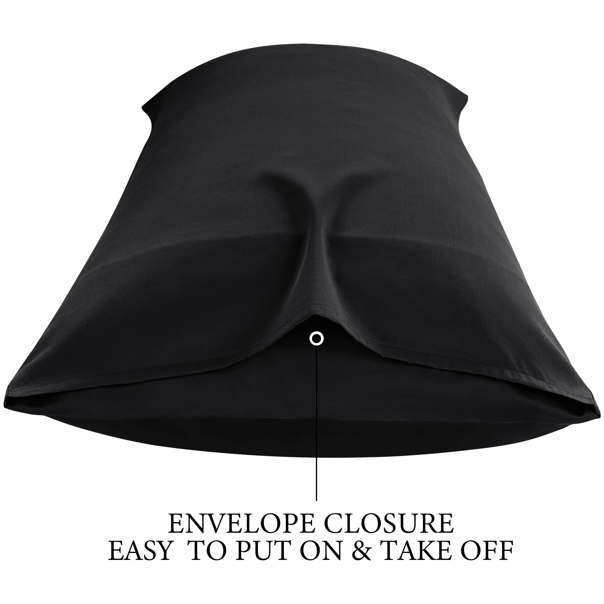 PiccoCasa 20x48 Inch Cotton Body Pillow Cover - Ultra Soft Black Pillowcase for Full Body Pillows with Envelope Closure (1 Piece) - Perfect for Home, Bedroom, Office & Travel Use