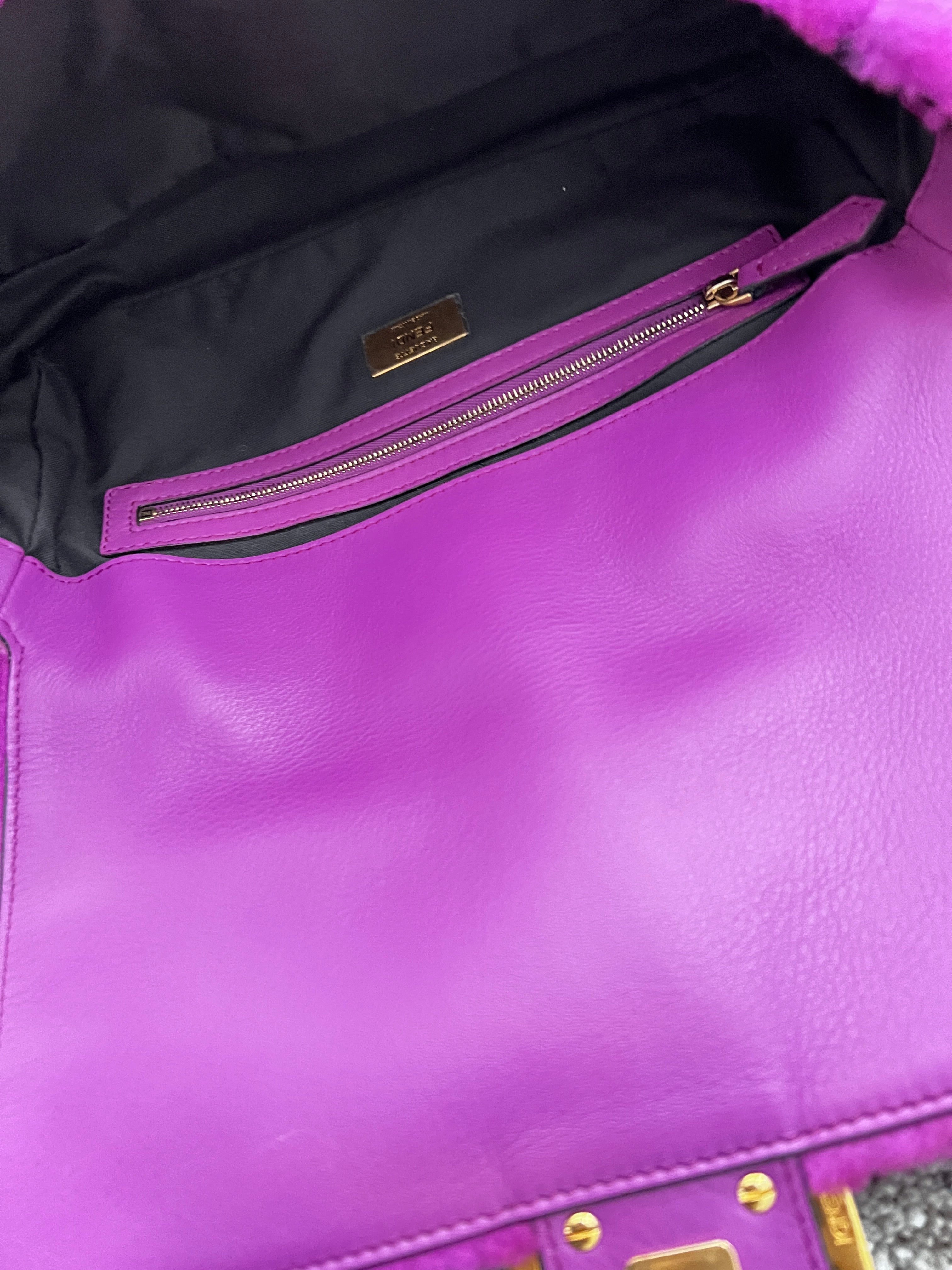 Fendi Pink Shearling Zucca Baguette Bag 2021 - Luxury Designer Shoulder Bag for Women, Perfect for Parties, Dates & Everyday Use