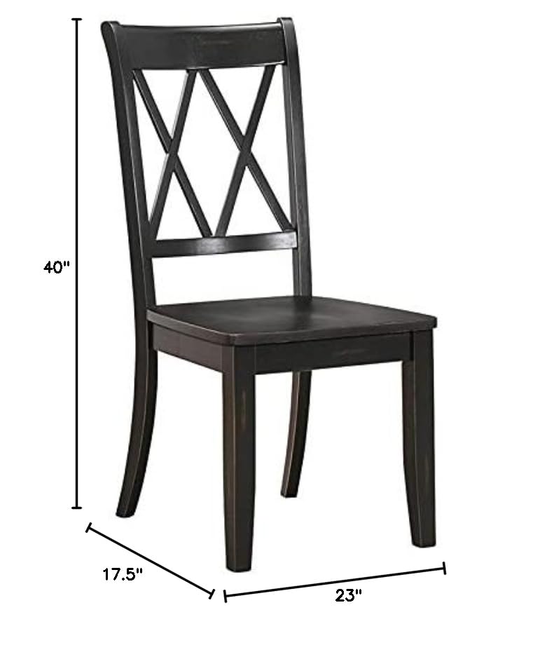 Homelegance Wooden Dining Chairs (Set of 2) - Black Finish - Modern Kitchen & Dining Room Furniture for Home Decor