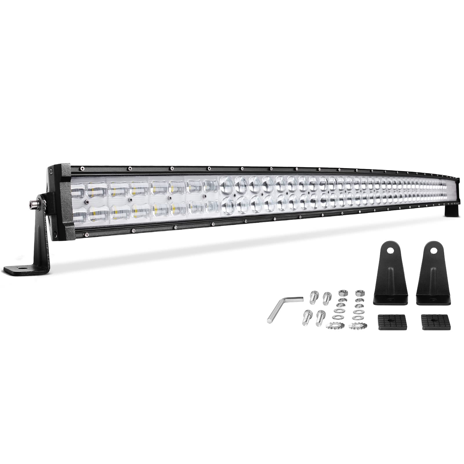 DWVO 52 Inch Curved LED Light Bar - 500W 50000LM Spot & Flood Combo Beam - IP68 Waterproof Off-Road Lighting for Jeep, Truck, SUV, ATV, Boat - Durable Bumper & Roof Mounting (Includes 54
