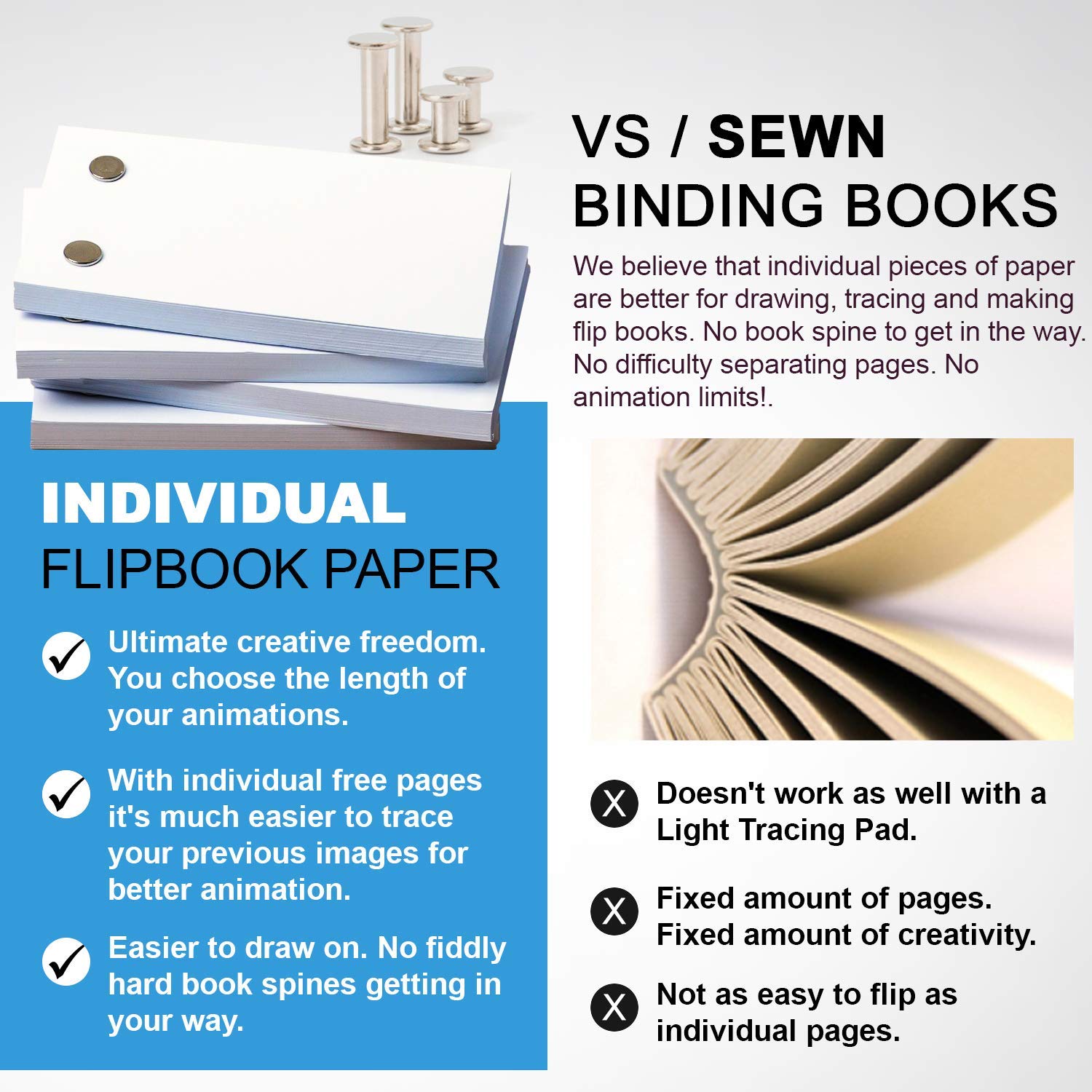 Premium Blank Flip Book Paper with Holes - 240 Sheets (480 Pages) for Animation & Drawing | Compatible with Light Pads & Flip Book Kits | Ideal for Artists, Students & DIY Animation Projects | Sketching Supplies & Comic Book Creation