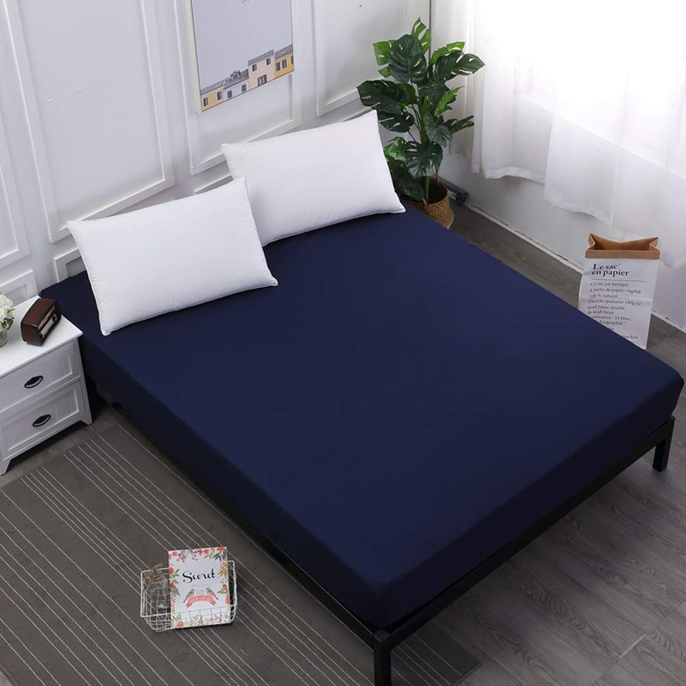 Waterproof Mattress Pad & Fitted Sheet Cover - Twin XL Size, Dark Blue - Bed Bug Protection, Allergy Relief for Dorms, Guest Rooms & RV Beds