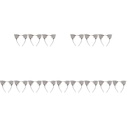 Beavorty 15-Piece Lace Cat Ear Headband Set - Elegant Kitten Hair Hoop Headpieces for Women & Girls | Perfect for Cosplay, Halloween Costumes & Anime Conventions