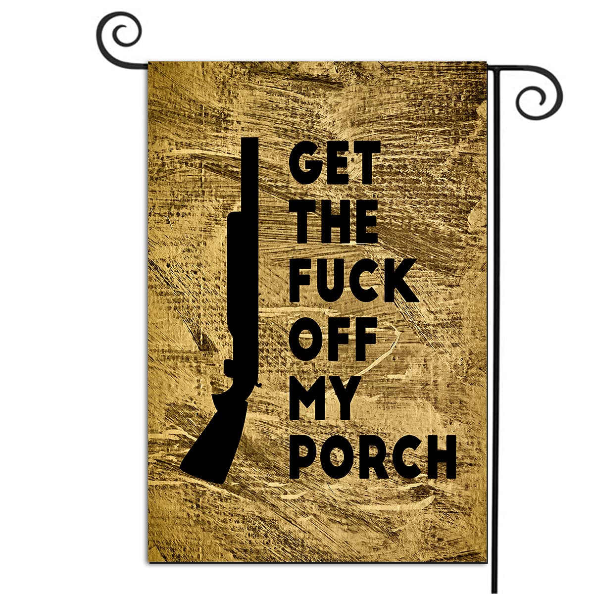 Double Sided Welcome Garden Flags - 12.5 x 18 Inch Funny 'Get Off My Porch' Frog with Gun Design, Personalized Seasonal Yard Decor for Porch, Patio, Farmhouse Rustic Outdoor Burlap Flag - Perfect for Halloween, Christmas & Year-Round Outdoor Decor