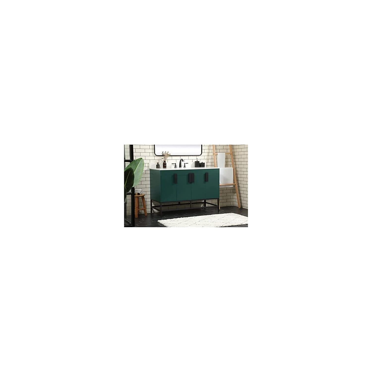 48 Inch Single Bathroom Vanity in Green with Backsplash - Modern Bathroom Sink Cabinet with Storage for Small Spaces | Perfect for Apartments, Condos & Guest Bathrooms