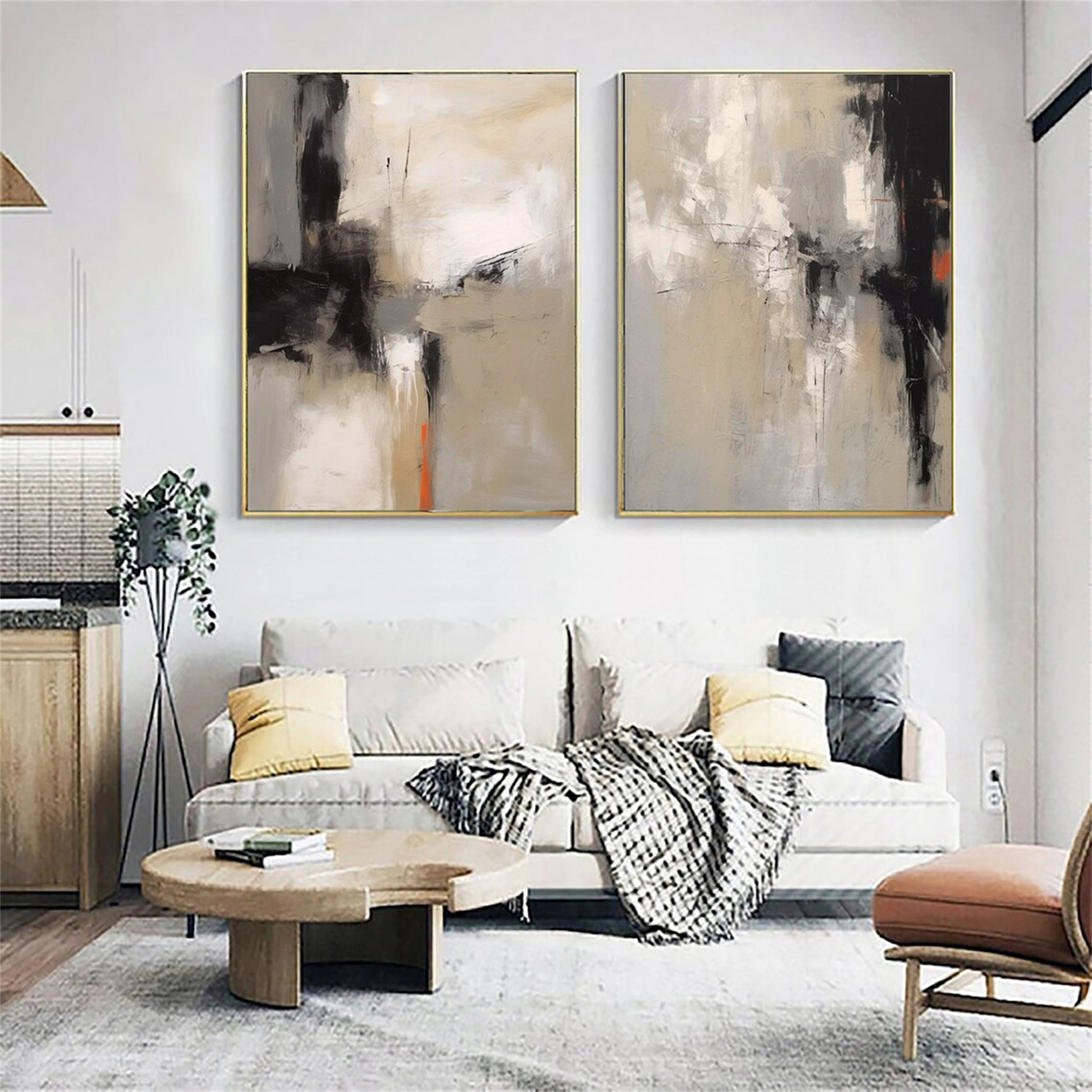 Abstract Painting Set of 2 - Modern Wall Art for Living Room & Bedroom Decor - #AB 094