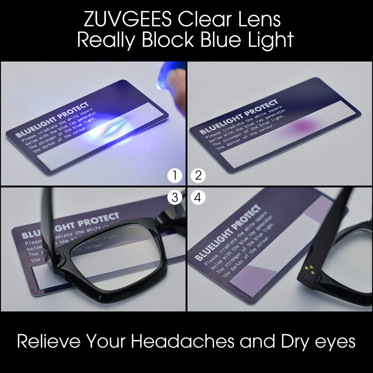 ZUVGEES Retro Blue Light Blocking Reading Glasses - Large Lens Computer Eyeglass Frames for Men & Women - Reduce Eye Strain for Work, Gaming & Screen Time