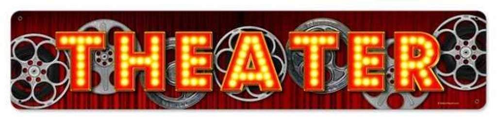 Vintage Metal Tin Sign Wall Art - 4x16 Inch Retro Theater Decor for Living Room, Coffee Bar, Man Cave - Perfect for Home Decor & Gift Giving