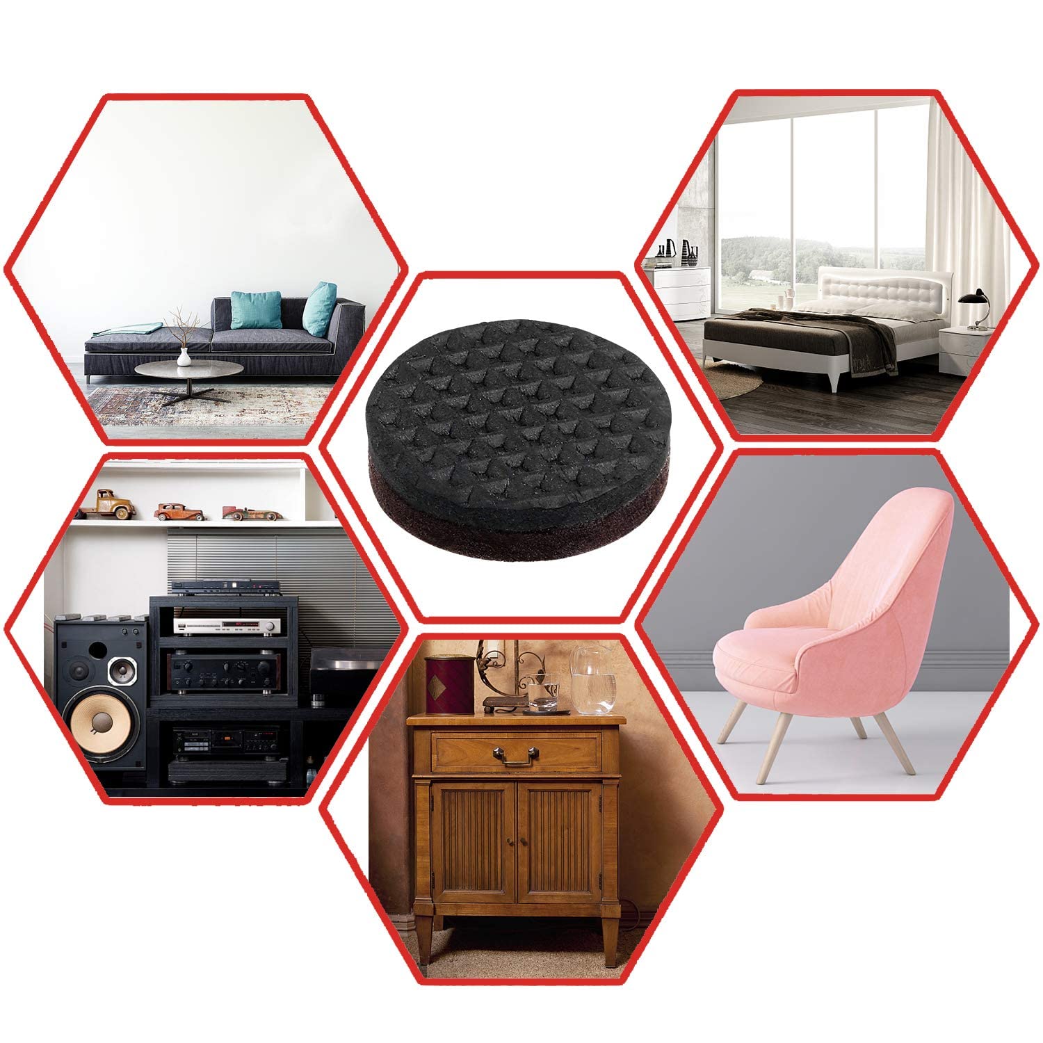 Yelanon Non Slip Furniture Pads - 42 Pack 1 Inch Self Adhesive Rubber Grippers for Chair Legs, Couch Stoppers - Protects Hardwood Floors from Scratches (Perfect for Living Room, Bedroom & Office Furniture)