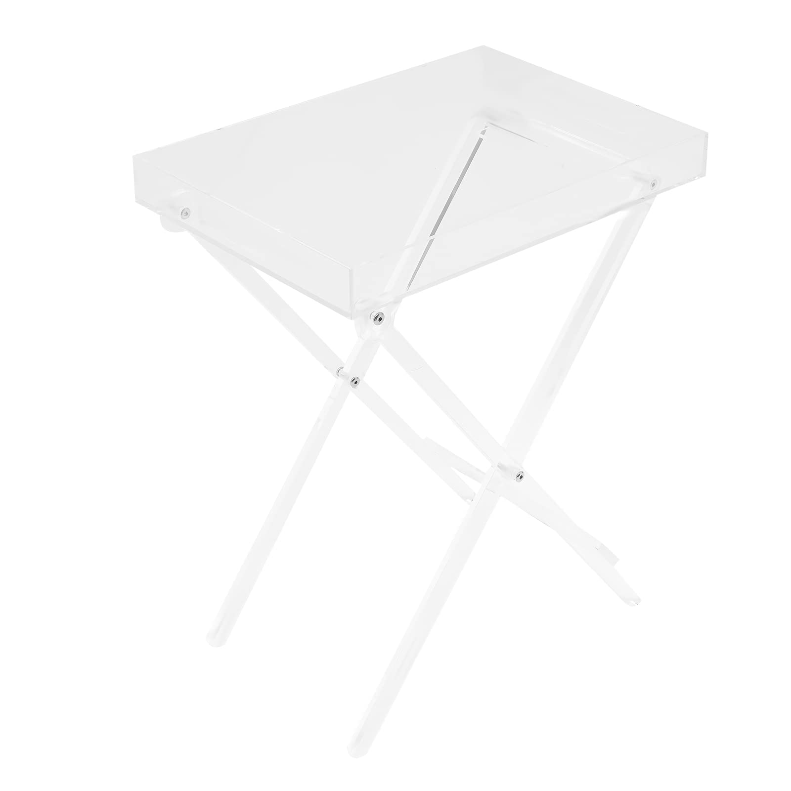 Clear Acrylic Folding Table - 20kg Capacity Rectangle Tray Table for Sofa, Bed, Office | Portable TV Tray, Laptop Desk & Snack Table | Indoor & Outdoor Use for Dining, Working & Relaxing