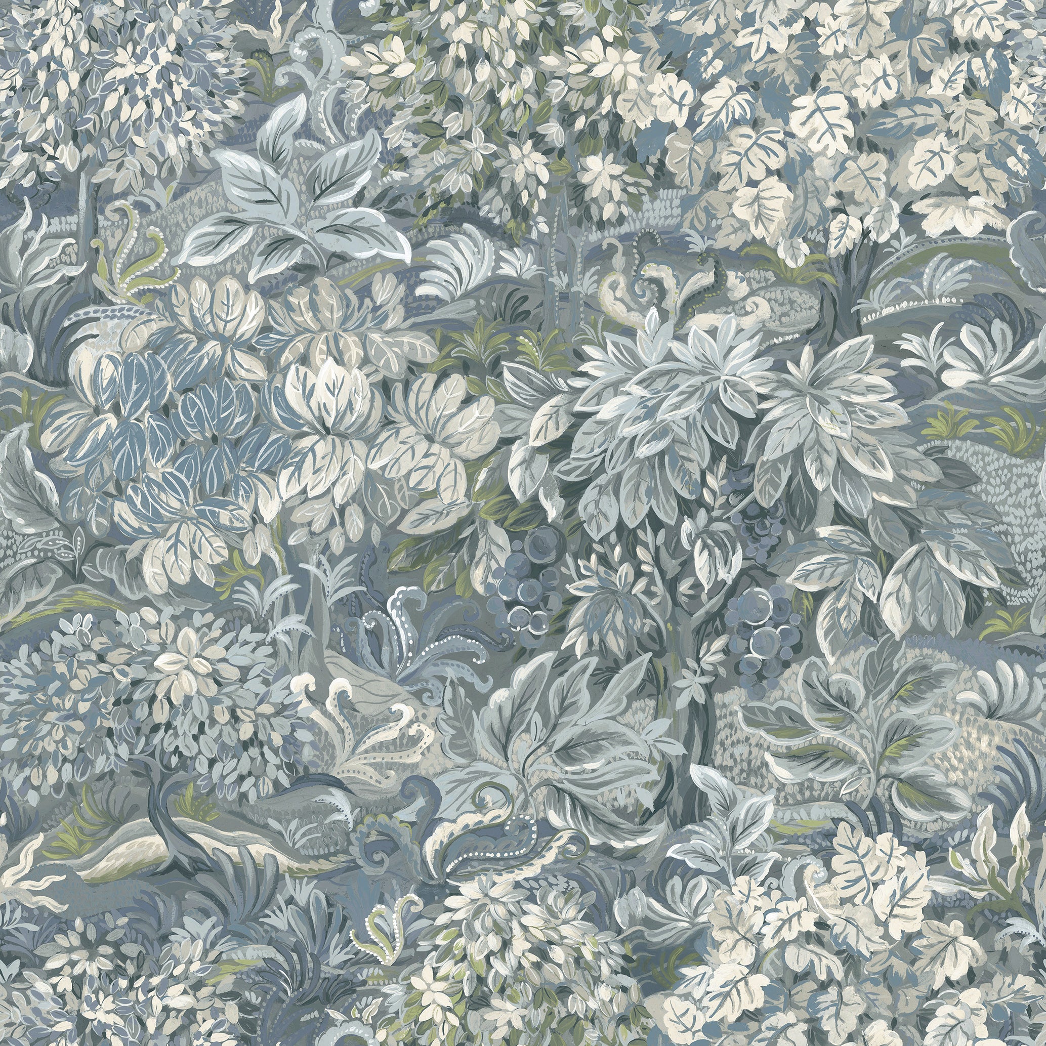 Blue Floral Foliage Peel and Stick Wallpaper R8801 - Self-Adhesive Removable Wallpaper for Bedroom, Living Room, Nursery & Home Decor