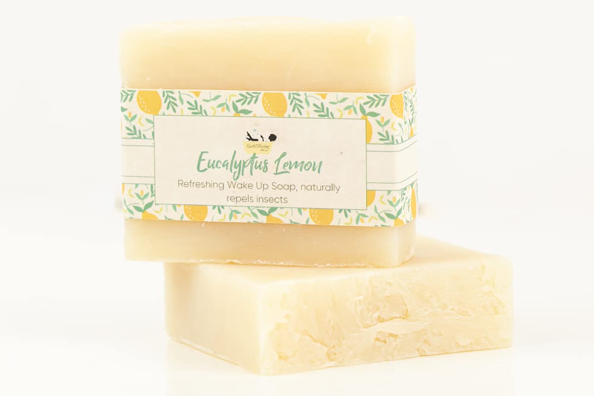 Natural Eucalyptus Lemon Soap Bar - Refreshing & Antibacterial Handmade Soap for Shower, Bath & Gift - Organic Essential Oils for Skin Care & Aromatherapy