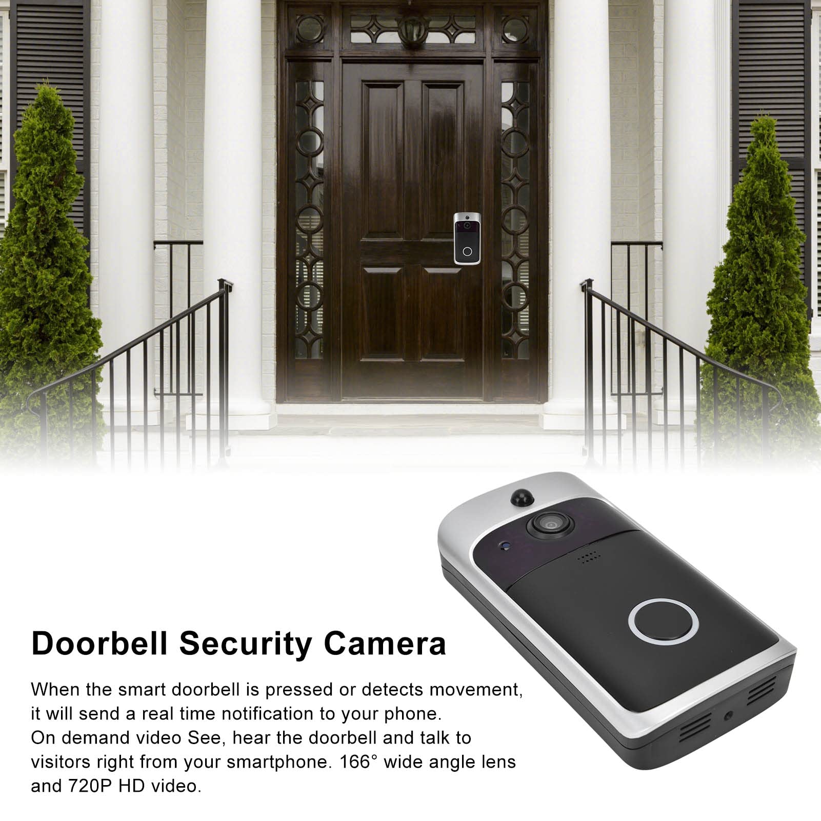 V5 Smart WiFi Video Doorbell with 2.4GHz, 720P HD & Night Vision - Easy Installation, Motion Detection, Two-Way Audio - Perfect for Home Security & Package Monitoring (Ideal for Houses, Apartments & Smart Homes)