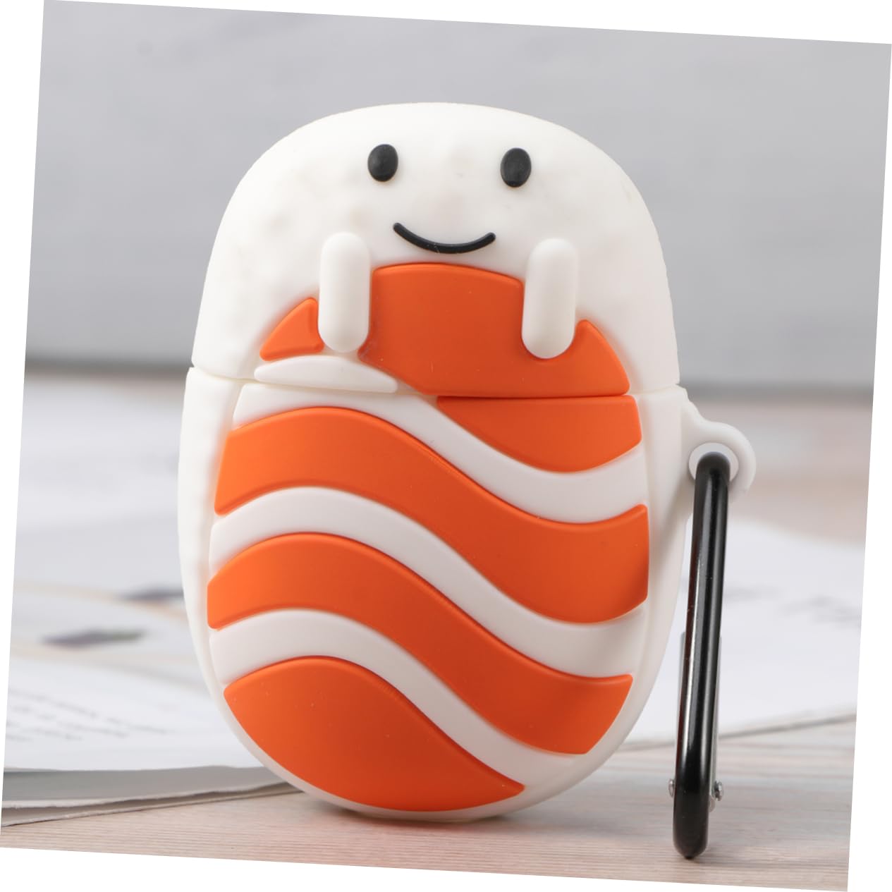 Salmon Sushi Shaped Silicone Earphone Covers - Anti-Slip, Dustproof Protection for Wireless Earbuds Cases (2-Pack) - Cute Accessories for AirPods, Galaxy Buds & More
