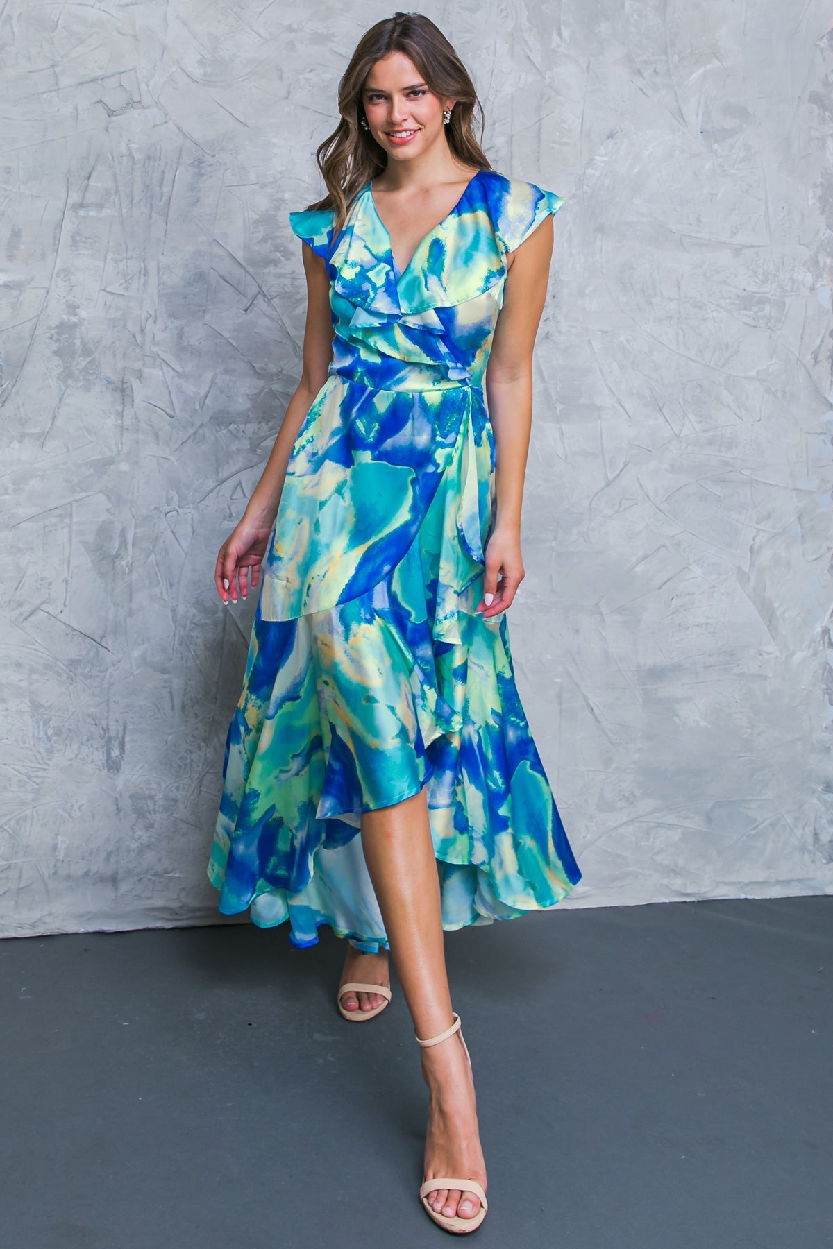 LA BABE Satin High Low Maxi Dress - Elegant Evening Gown for Women, Perfect for Prom, Party & Wedding - Fashionable Formal Dress for Special Occasions