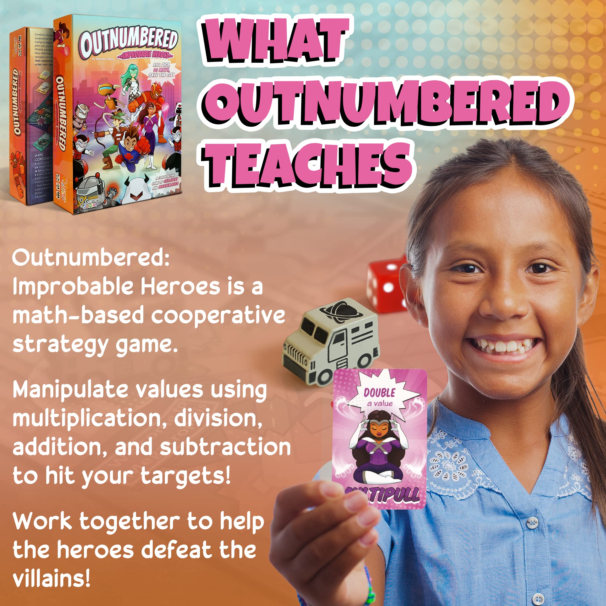 Outnumbered: Improbable Heroes Board Game - Award-Winning STEM Math Game for Kids & Adults | Fun Educational Family Game to Learn Multiplication & Division | Perfect for Classroom Learning & Family Game Nights